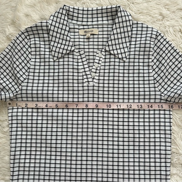 Madewell Top Crinkle Polo Crop Tee Textural Collared Lighthouse Sz S - Picture 11 of 12
